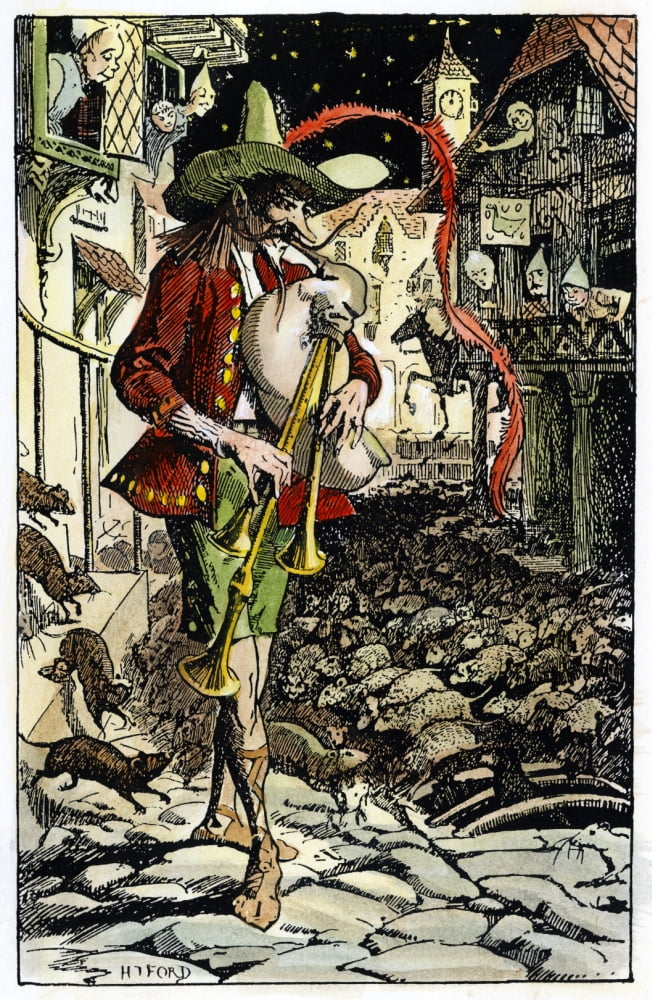 Pied Piper Illustration Nthe Pied Piper Leading The Rats Out Of Hamelin