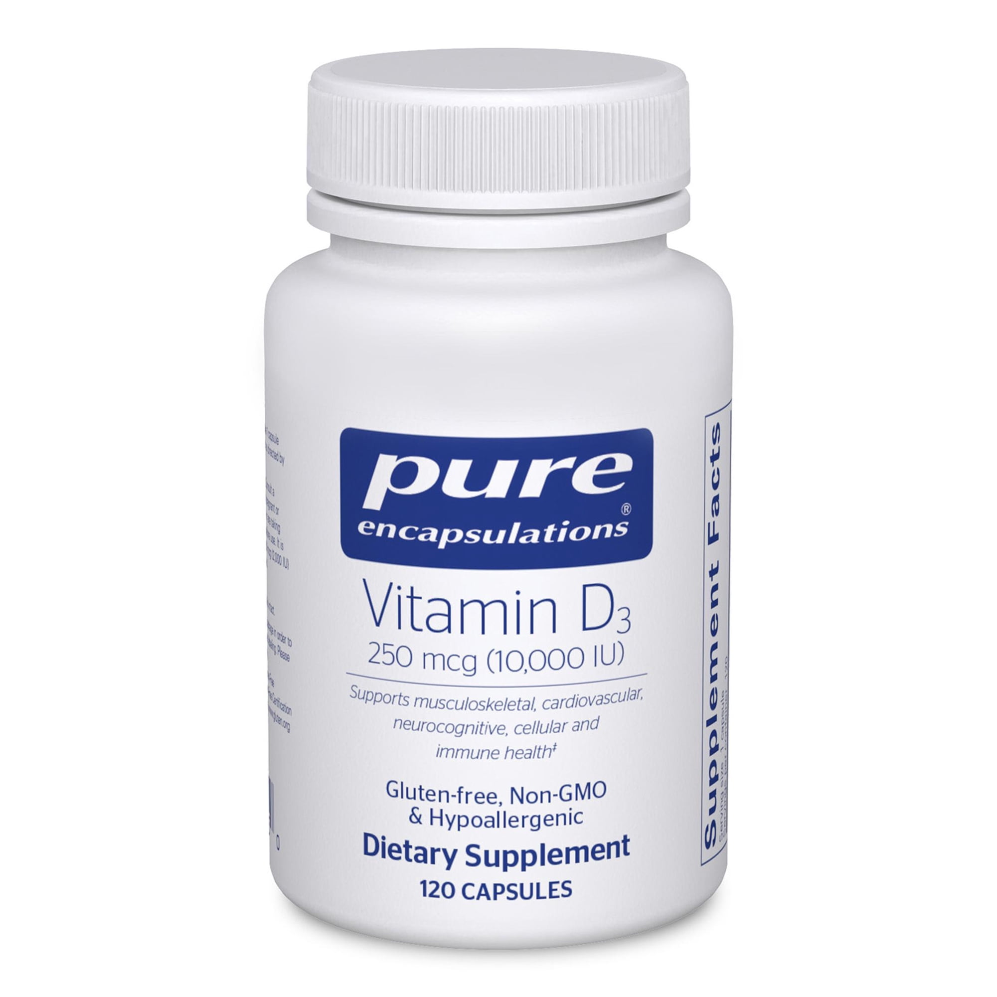 Pure Encapsulations Vitamin D3 250 mcg (10,000 IU) - Supplement to Support Bone, Joint, Breast, Heart, Colon & Immune Health* - With Premium Vitamin D - 120 Capsules