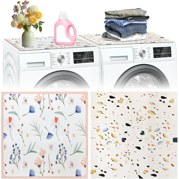 2 Pcs Washer and Dryer Covers for the Top, 19.7'' x 23.6'' Washer and Dryer Top Protector Mat, Protective Rubber Mat, Non Slip Washer Dryer Cover for Home Kitchen Laundry Room
