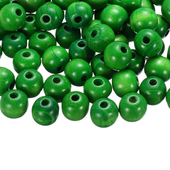 Uxcell 100 Pack Large Hole Wooden Beads, 18 x 20mm Unfinished Natural Round Wood Spacer Beads Hair Braid Barrel Bead for DIY Crafts Hair Macrame Jewelry Making, Grass Green
