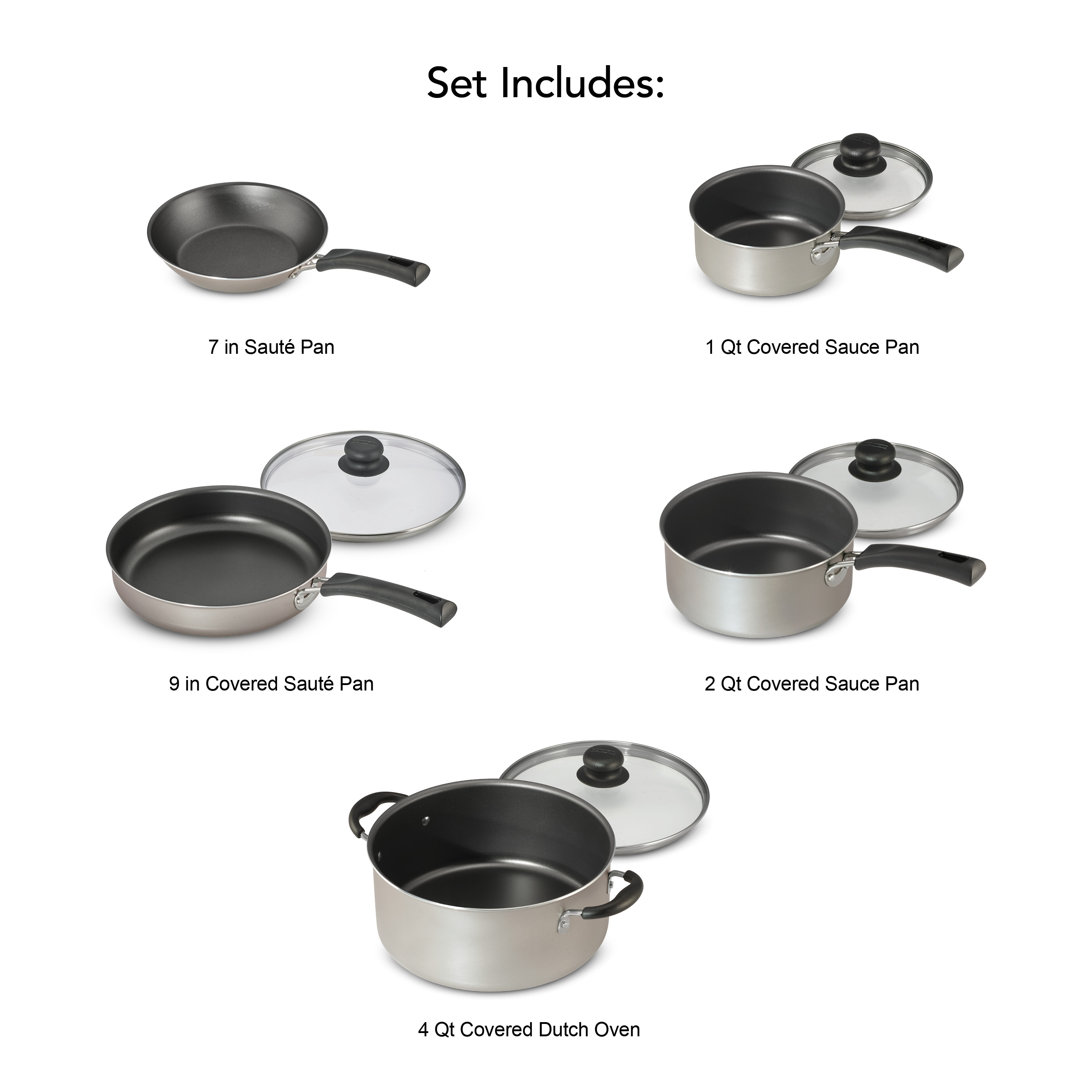 Tramontina 9-Piece Non-Stick Cookware Set, Champagne - image 8 of 21