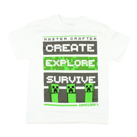 Minecraft T-shirt de Maître Artisan pour Garçon Create Explore Survive, XX-Grand 18