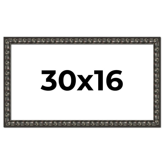 30x16 Frame Black-Brown Medieval Solid Wood Picture Frame | 1.5 Inch Moulding Width | Gotham