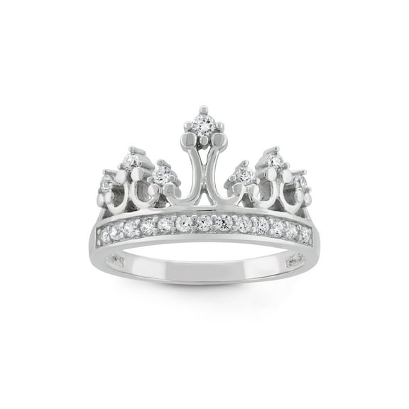 Cubic Zirconia Sterling Silver Crown Ring
