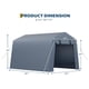 thumbnail image 2 of 6x8 ft gray outdoor almacenamiento shed: portable carport con roll - up ventilated zipper door y windows, 2 of 8