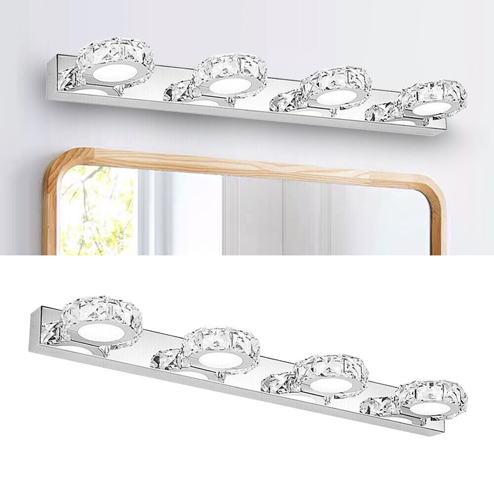 4 Heads Modern Vanity Light,Modern Bathroom Vanity LED Light Wall Cold White(6000-6500k) Led Lamp Cold White Front Mirror Toilet Light Fixture Crystal Mirror Vanity Make Up Wall Lamp for Bathroom
