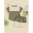 thumbnail image 4 of Bslissey Toddler Baby Boys Summer Clothes Contrast Color Short Sleeve T-shirt Tops + Elastic Waist Shorts 2Pcs Outfits Infant Casual Short Pants Sets 6M 12M 18M 24M 3T, 4 of 9