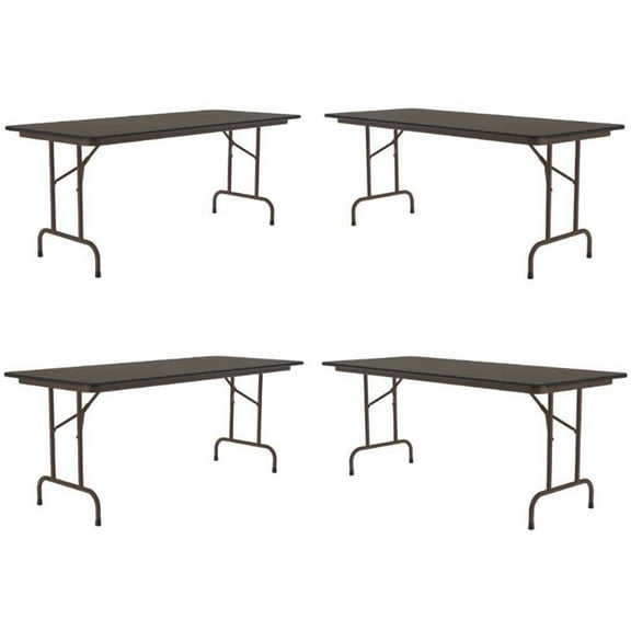 Home Square Melamine Top Folding Table in Walnut Finish - Set of 4