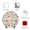 thumbnail image 4 of Picia Hello Summer2 Pattern Bone China Decorative Plate – Wall Decor with Stand and Adhesive, Elegant Ornament for Living Room, Office, or Entryway-8in, 4 of 6