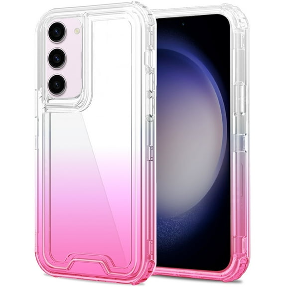 For Samsung Galaxy A25 5G Hybrid 3in1 Clear Two Color Tone Transparent Shockproof Rubber TPU   Hard Protective Frame Cover ,Xpm Phone Case [ Clear   Pink ]