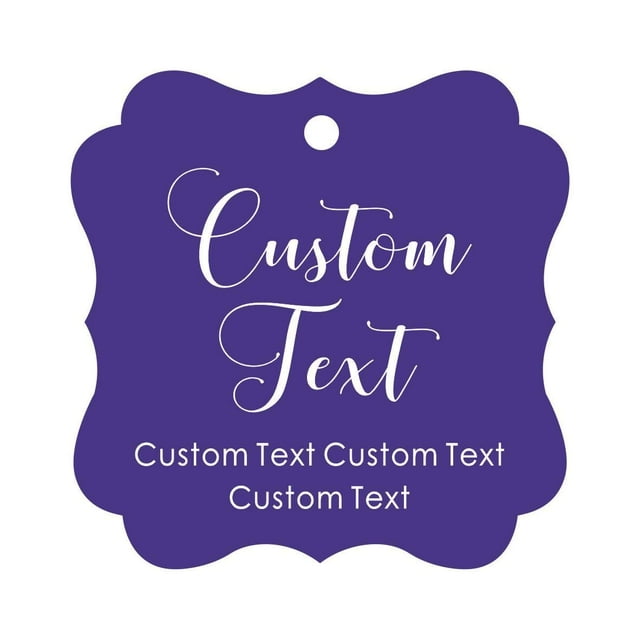 Darling Souvenir Personalized Paper Hang Tags Custom Text Wedding Party Gift Favor Tags -Purple Violet-50 Tags