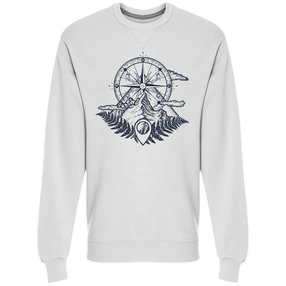 Compass And Mountains Stamp Sweatshirt Men -Image by Shutterstock, Male Medium