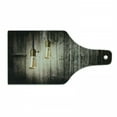 thumbnail image 1 of Industrial Cutting Board, Historical Innovation Edison Revival Retro Electricity Wooden Planks, Decorative Tempered Glass Cutting and Serving Board, Wine Bottle Shape, Pale Yellow Brown, by Ambesonne, 1 of 1