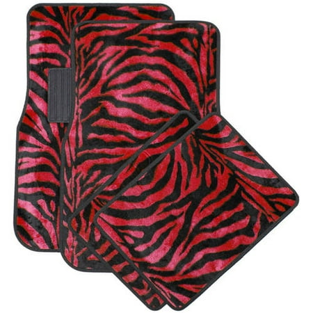 OxGord Front & Back Seat Zebra/Tiger Stripe Carpet Mats for for Car/Truck/Van/SUV