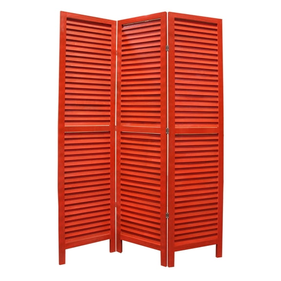 1" x 48" x 67" Red, Wood, Shutter -Screen