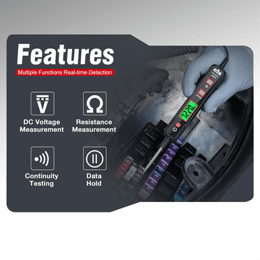 KAIWEETS Digital Test Light - 0.8-100V DC Circuit Tester With LCD Display & Auto Detection