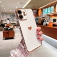thumbnail image 2 of for iPhone 11 Case Plating Love Heart Phone Case TPU with Full Unique Full Camera Lens Protection Reinforced Corners Fun Cute Side Small Pattern Electroplate Case,White, 2 of 15