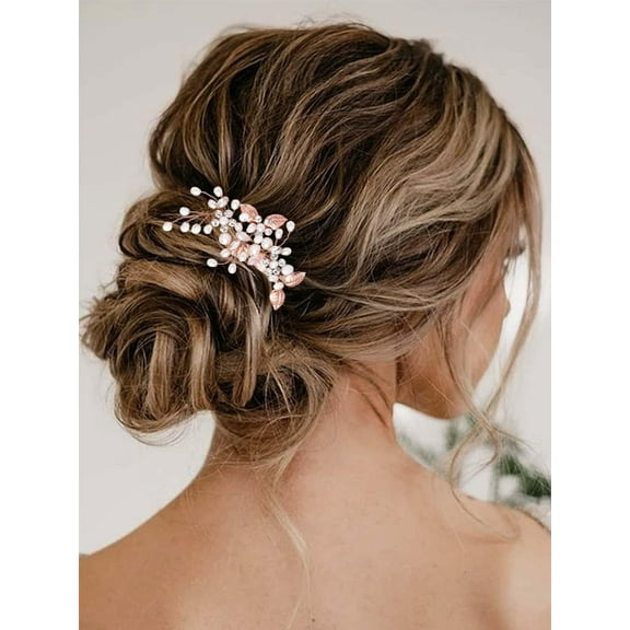 Bride Wedding Headband Silver Crystal Hair Vine Flower Hair Piece Leaf Pearl Hair Jewelry Braid Headpieces Bridal Hair Accessories for Women and Girls