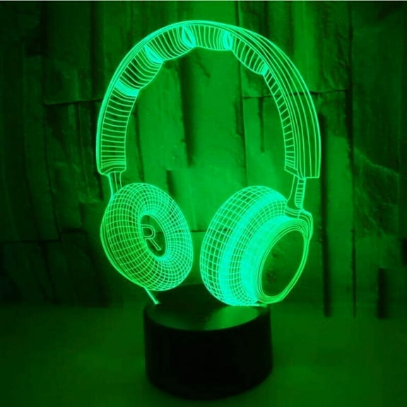 Headphone Headset 3D Illusion Lamp 16Color Night Light,Smart Touch Sensor & Remote Control Bedside Lamps Home Decoration Kids Boys Girls Women Birthday Gifts