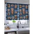 thumbnail image 5 of Sheer Curtains 45 Inch Length 2 Panels Set for Kitchen, Desert Camels Semi Sheer Curtains for Windows, Wildlife Brown Animals Blue Geometric Voile Window Treatments Rod Pocket Curtain, 5 of 7