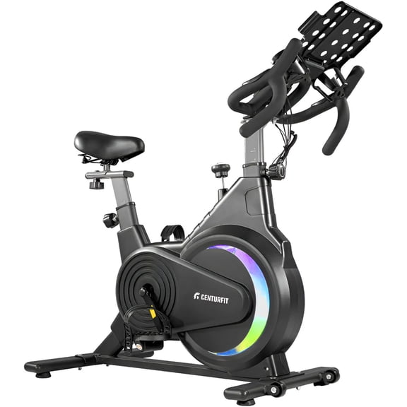 Bicicleta Spinning Magnetica Fija Indoor Con Sensor De Pulso Cardiaco Monitor Registro De Datos Asiento Ajustable Y Volante De Inercia Color Negro