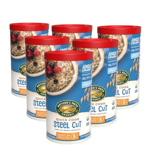 Nature's Path Organic Quick Cook Steel Cut Instant Oatmeal, 24oz Canister (pack of 6)