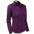 thumbnail image 3 of Doublju Women's Long Sleeve Slim Fit Button Down Dress Shirt (Plus Size Available), 3 of 5