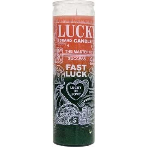 7 Day Glass Candle Fast Luck Pink and Green
