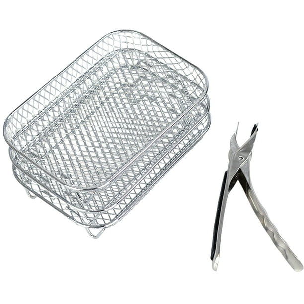 Yuarrent Juego de rejilla de hierro de 3 capas para freidora de aire Ninja Dual, deshidratadora, rejilla incluida. Cocina y Comedor