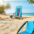 thumbnail image 3 of Arlopu 28.5″ 2pcs Folding Beach Chairs, Portable Low Beach Chair w/ Carry Bag & Cup Holder, Lightweight for Camping, Outdoor, Travel, 350LBS, 3 of 10