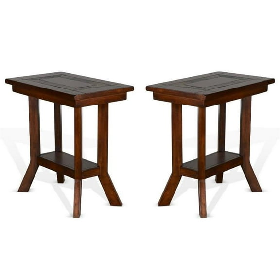 Home Square 25" Mahogany Wood Chair Side Table in Dark Chocolate - Set of 2