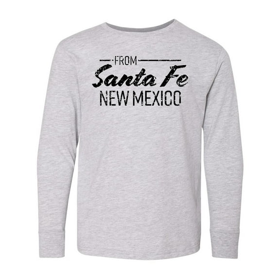 Inktastic From Santa Fe New Mexico in Black Distressed Text Long Sleeve Youth T-Shirt