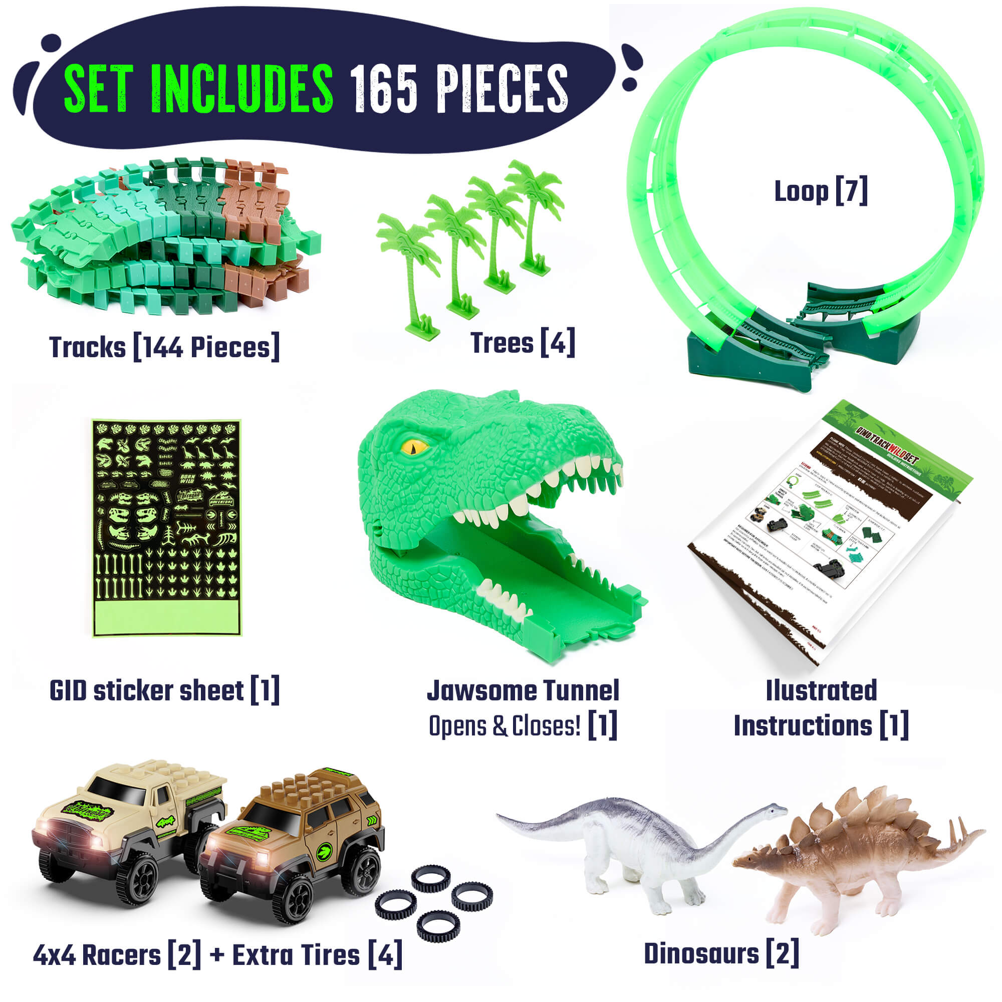 JitteryGit Dinosaur Race Track Glowing Loop Toy Set photo 8