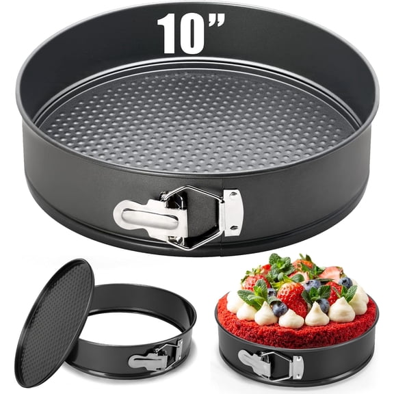 Springform Cake Pan Stainless Steel Round 10 Inch Non Stick Leakproof Cake Baking Pans with Removable Bottom Cake Molds for Baking