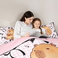 thumbnail image 4 of Erosebridal Kids Cute Capybara With Boba Tea Bedding Comforter Set 7-Piece,Boys Girls Black Bow Tie Geometric Plaid King Bedding Sets,Pink Reversible, 4 of 6