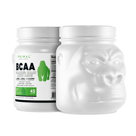 Primal BCAA Powder Great Ape (Green Apple Flavored) 45 Servings - 0 g Carbs, 0 Calories, 7g BCAA per Serving