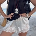 thumbnail image 3 of Women Lace Trim Wide Leg Shorts Satin Silk Boxers Shorts Y2k Micro Mini Pajama Shorts French Knickers Lounge Slip Pj Bottoms, 3 of 8