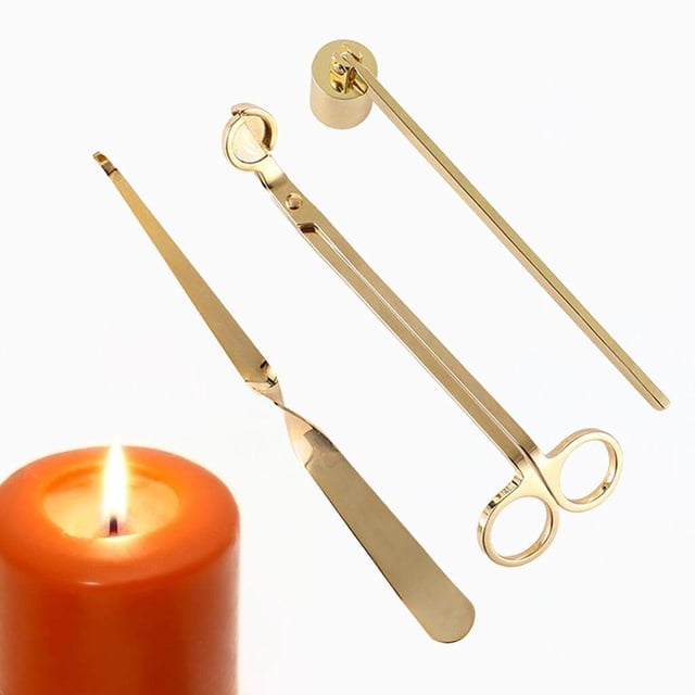 pitrice Candle Extinguisher Set Candle Snuffer Wick Trimmer Dipper Golden