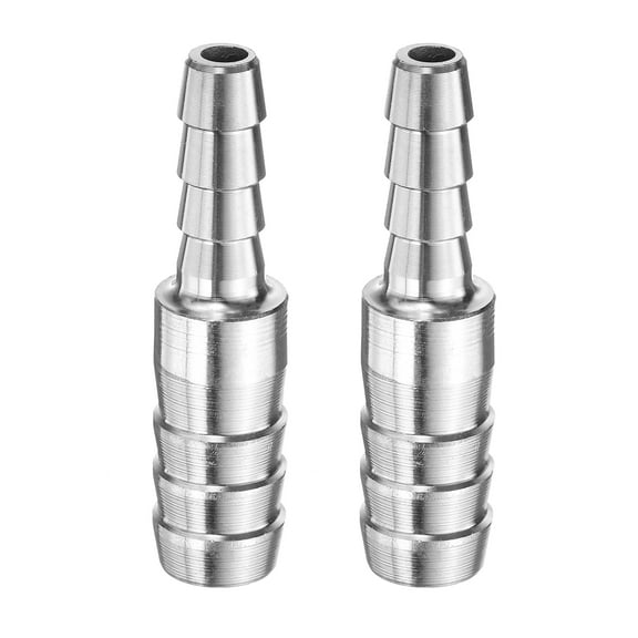 Uxcell 2pcs 3/8" to 1/4" Hose Barb Reducer Pipe Fitting 304 Stainless Steel Adapter for Water Oil Fuel Gas Pipe Connections
