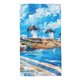 thumbnail image 1 of Fotbe Greek Island Windmills Painting Toalla Premium con Patrón, Toalla de Microfibra de Secado Rápido, Ligera y Altamente Absorbente (27.5x16in), Ideal para Uso Diario, 1 of 6