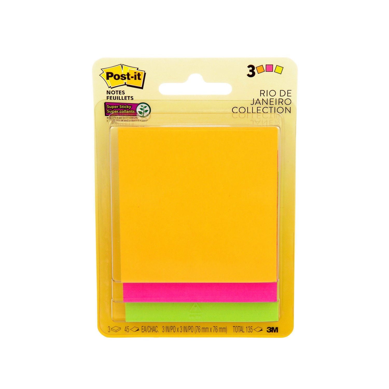 Feuillets super collants Post-it®, collection Rio de Janeiro, 7,6 cm x 7,6 cm (3 po x 3 po)