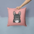 thumbnail image 2 of Caroline's Treasures BB1227PW1414 Checkerboard Pink French Bulldog Canvas Fabric Decorative Pillow , 14Hx14W, multicolor, 2 of 4