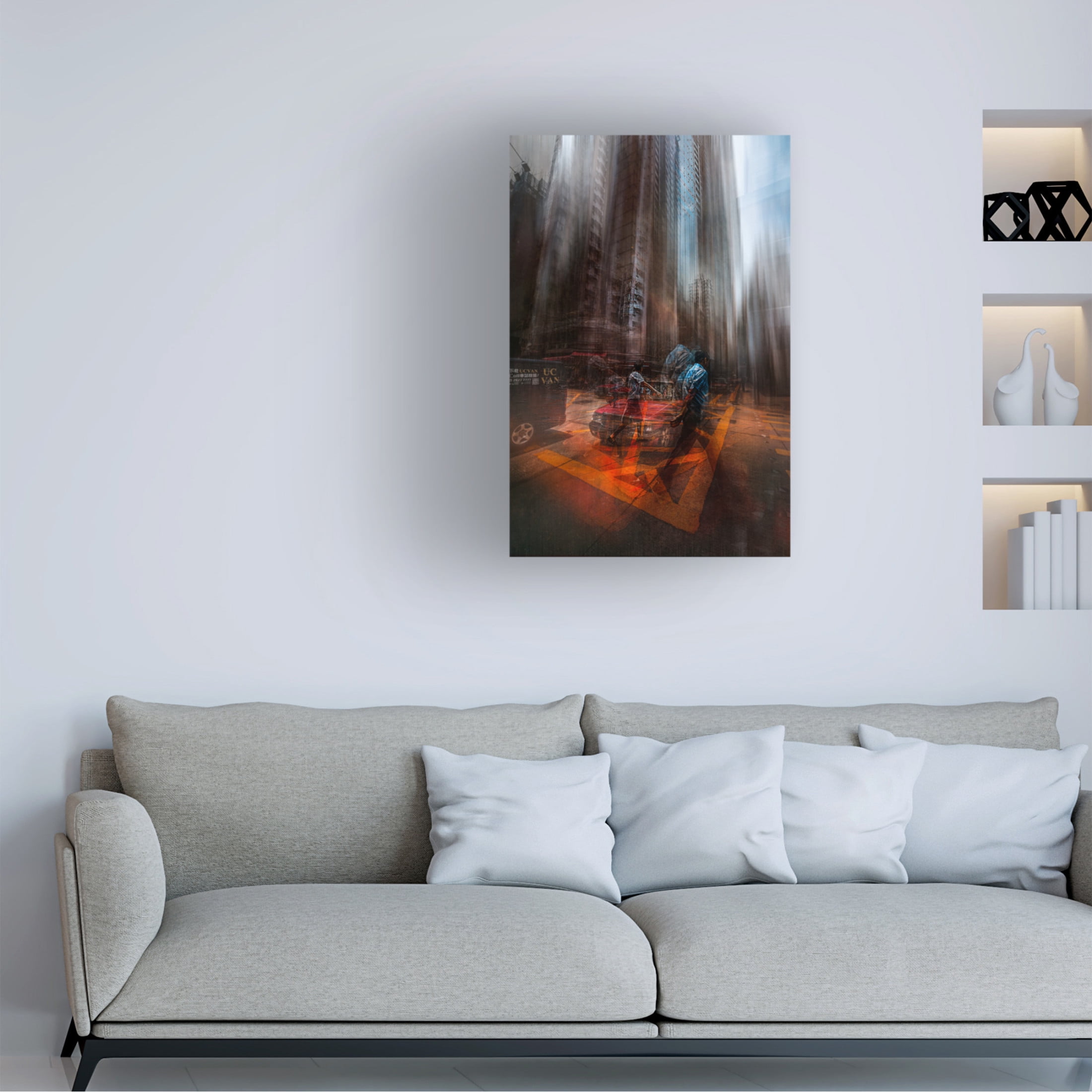 Canvas Wall Art - Carmine Chiriaco 'Chaos In The Streets Of Hk' Wall Art for Living Room, Bedroom, or Office Décor by Trademark Fine Art - 16 x 24 Inches