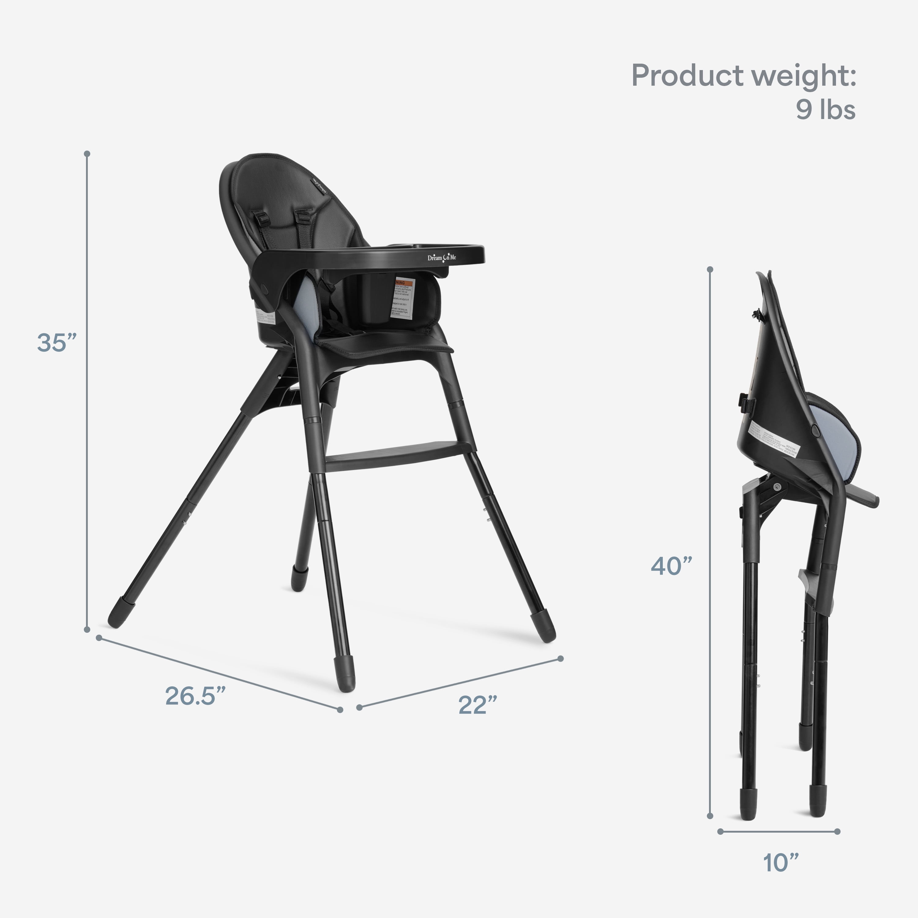 Dream On Me Chomper Champ 2-in-1 Highchair, Black