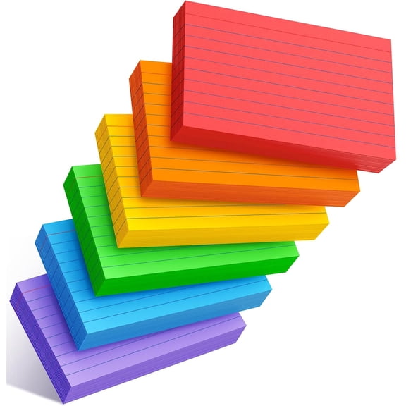TT - Neon Colored Index Cards 3x5 Inch, Ruled Flash Cards 300 Pack, 6 Assorted Colors (50 Sheets Each), Lined Note Cards for Studying & Notes