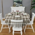 thumbnail image 2 of Brown and White Checkerboard Checkered Pattern Round Tablecloth 60"x60",Wrinkle Wipeable Table Cloth for Kitchen Dining Room Picnic Patio Party, 2 of 6