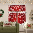 thumbnail image 3 of Christmas Kitchen Curtains and Valances Set of 3 - Red Snowflake Decor, Winter Xmas Short Curtain Set for Bedroom Holiday Decor 52x18Inch，26x36 Inch, 3 of 7