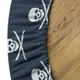 thumbnail image 5 of Ambesonne Pirates Fitted Round Tablecloth, Jolly Roger Pattern, 56"- 60" Diameter, Dark Blue White, 5 of 5
