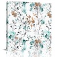 thumbnail image 2 of Teal Brown Spring Floral Wall Art Painting on Canvas, Summer Botanical Abstract Canvas Art Home Prints Wall Art Framed Modern Artwork for Living Room Bedroom Wall Decor 16x16in, 2 of 9