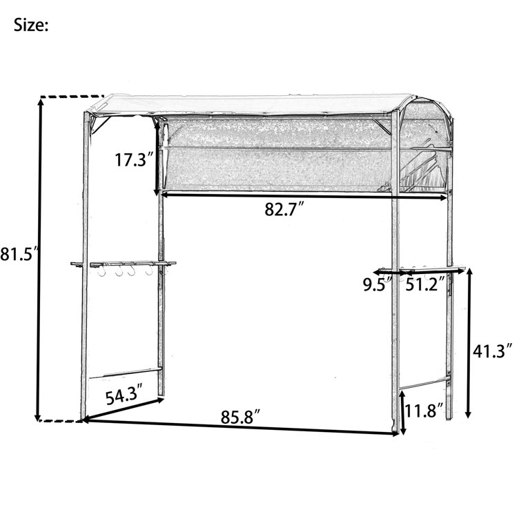 7 ft. x 4.5 ft. Gray Outdoor Patio Grill Gazebo BBQ Gazebo Canopy